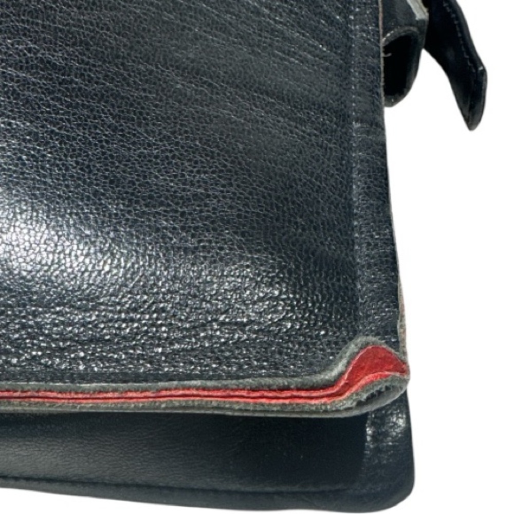 Bally Leather Shoulder Bag Black with Red Suede Interior - Picture 15 of 16